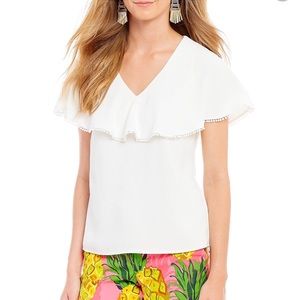 Trina Turk Dolce Crepe Top w/ Popover Capelet $188